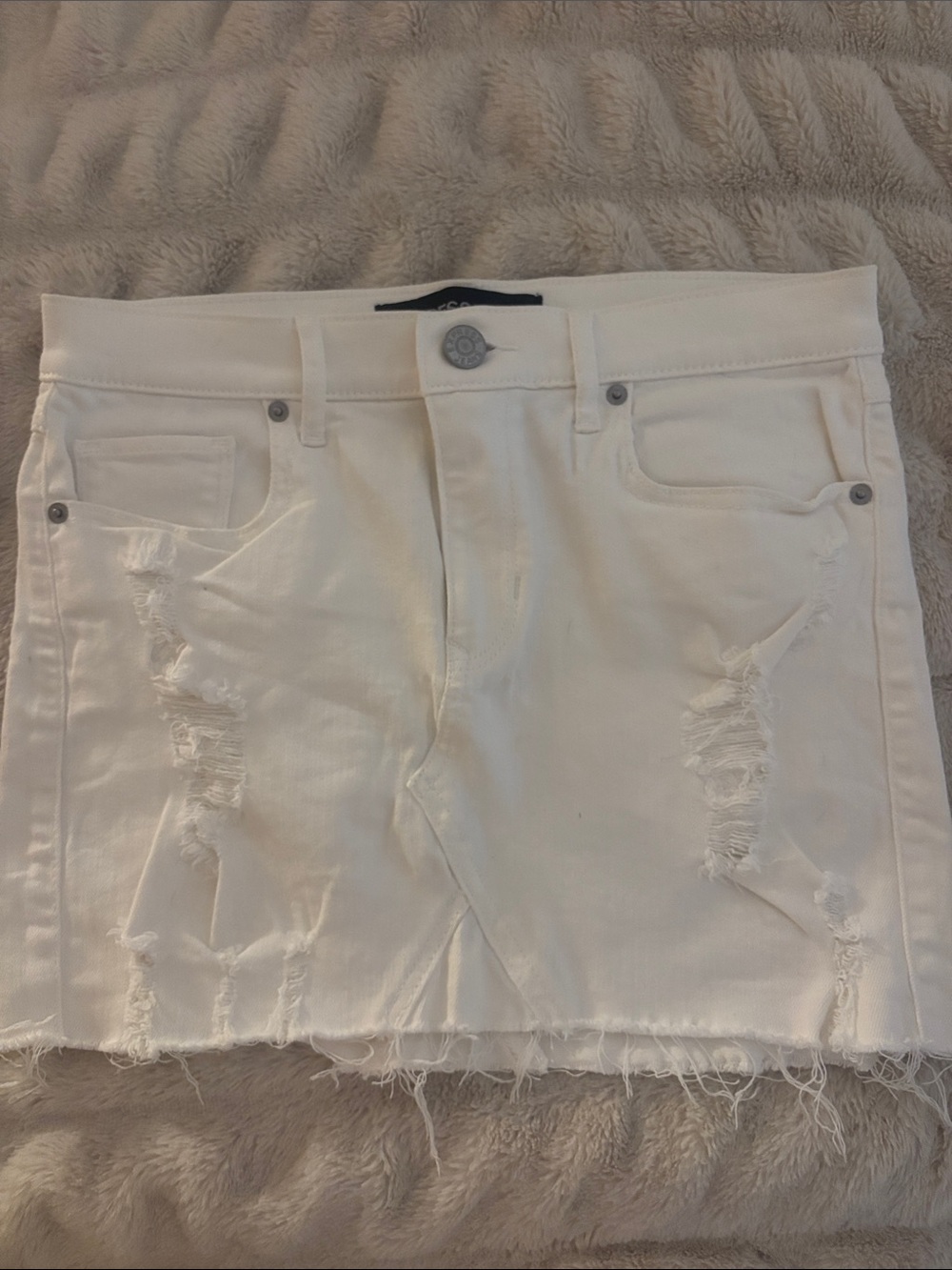 Express White Jeans with Navy Logo Patch